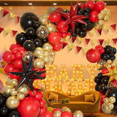 161pcs Red Black and Gold Balloons Garland Arch Kit with 5/10/12/18in Red Black