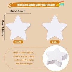 200 Pcs White Star Cutouts 4 Inch Paper Shapes Die Cut Classroom Board