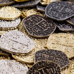 Pirate Treasure Coins Set Gold Silver Antique Doubloons For Party Decor 80 Pcs