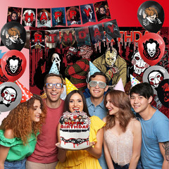 Horror Birthday Party Decorations – 50 Pcs Halloween Theme Kit With
