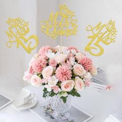 12 PCS Mis 15 Centerpiece Sticks Glitter Happy 15th Birthday Centerpieces Mis Qu