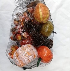 128pc Rustic Pumpkin Decoration Set Artificial Pumpkins Leaves Acorns Pinecones