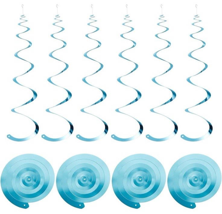 30 Blue Party Hanging Swirl Streamer Decorations & Plastic Connects~FREE SHIP!