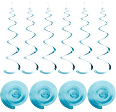 30 Blue Party Hanging Swirl Streamer Decorations & Plastic Connects~FREE SHIP!
