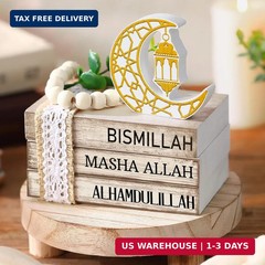 Ramadan Decorations for Home Eid Mubarak Decorations Wood Ramadan Table Sign Gol
