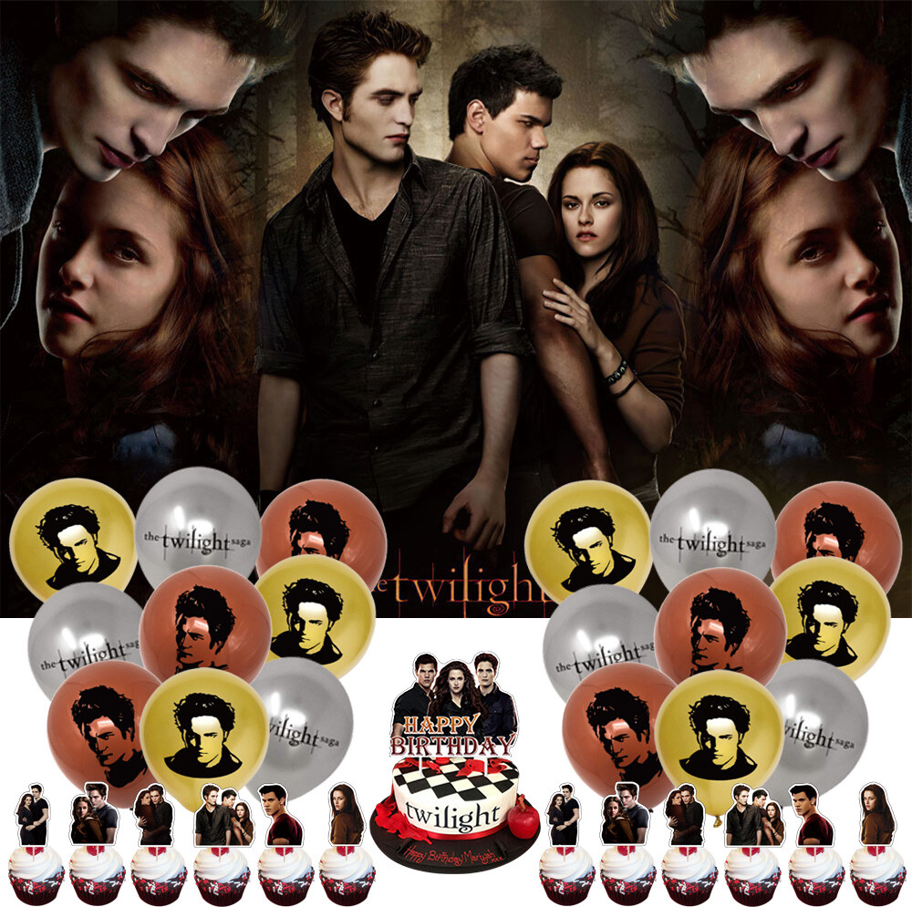Twilight Birthday Decoration Set Party Supplies Balloon Cake Topper Banner 5x3ft