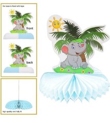 7 PCS Baby Jungle Animals Honeycomb Centerpieces, Jungle Theme Party Honeycomb