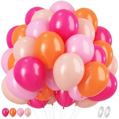 Pink and Orange Balloons, 60 Pcs Hot Pink Orange Balloons, 12 Inch Latex Ball…