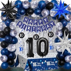 10th Decorations for Boys and Girls Dark Blue, Double Digits with HAPPY Banne…