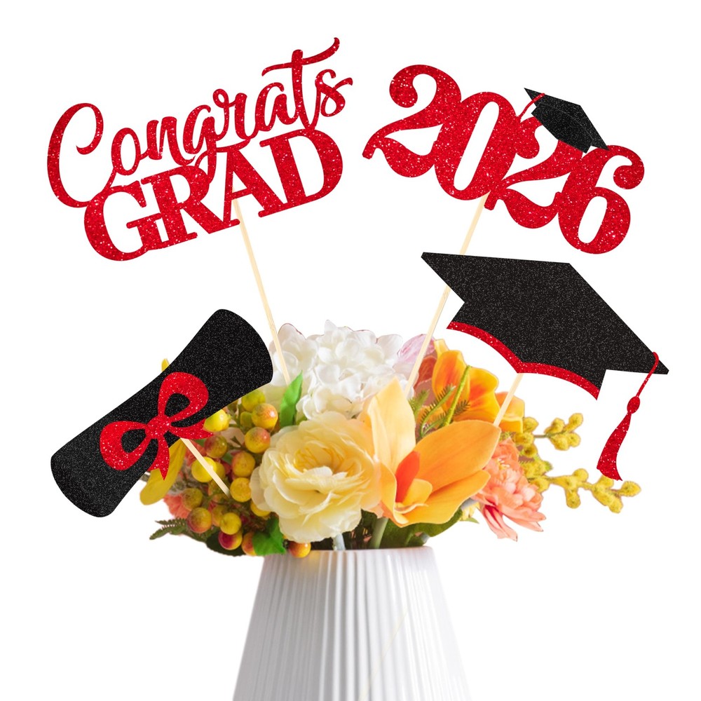 2026 Graduation Decorations – 20 Pcs Class of medium, Black and Red