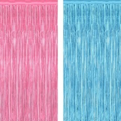 2 Pack Tinsel Backdrop, Birthday Silver Party Streamer Fringe Curtains Foil
