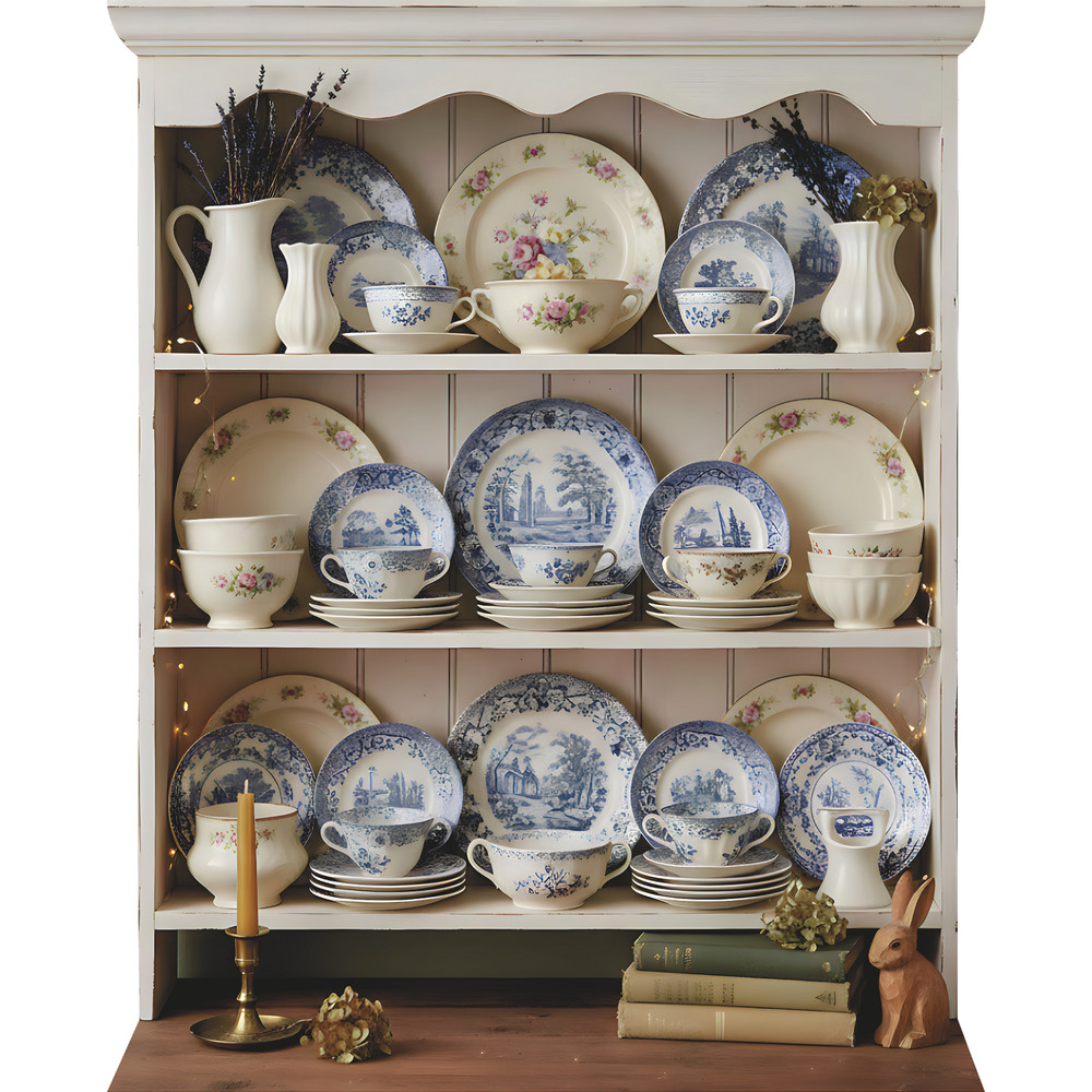 SP13632 Cottagecore Fine China Display Prop Decor Cardboard Cutout Standee