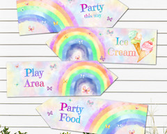 Pink Butterflies & Rainbows Party Decoration Arrows – Any Occasion