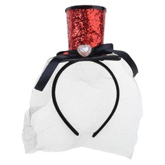 Skull Headpiece with Sheer Veil Adjustable Halloween Skull Headband for Women