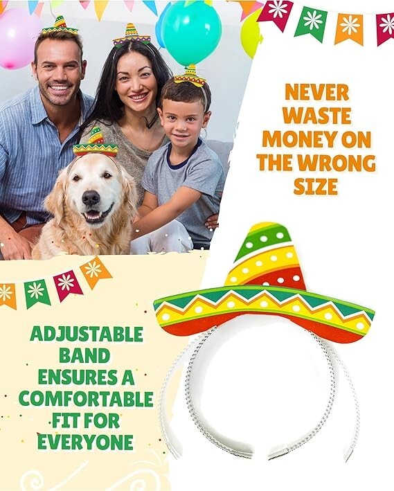 Sombrero Headband Hats, 9 Pack – Cinco De Mayo Party Supplies Decorations Fiesta