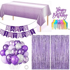 67PCS Purple Decorations Set – 2pcs Foil Fringe Curtains Streamers, Banners, …