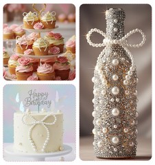 12Pcs Pearl Bow Ornaments, Reusable Elegant Pearl Bows for Cake Topper Christ…