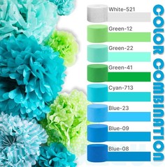Blue Green and Lime Crepe Paper Streamers 6 Rolls Ideal for Parties