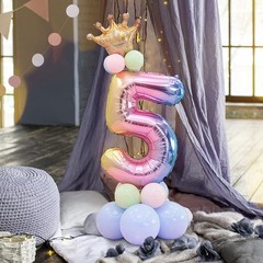 32″Large Size Rainbow Number 1 Balloon Set Children’s Birthday Party Aluminum…