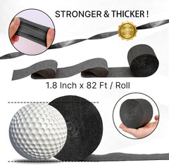 Black Crepe Paper Streamers 4 Rolls 328 Ft Pack of Black Crepe Paper for Graduat