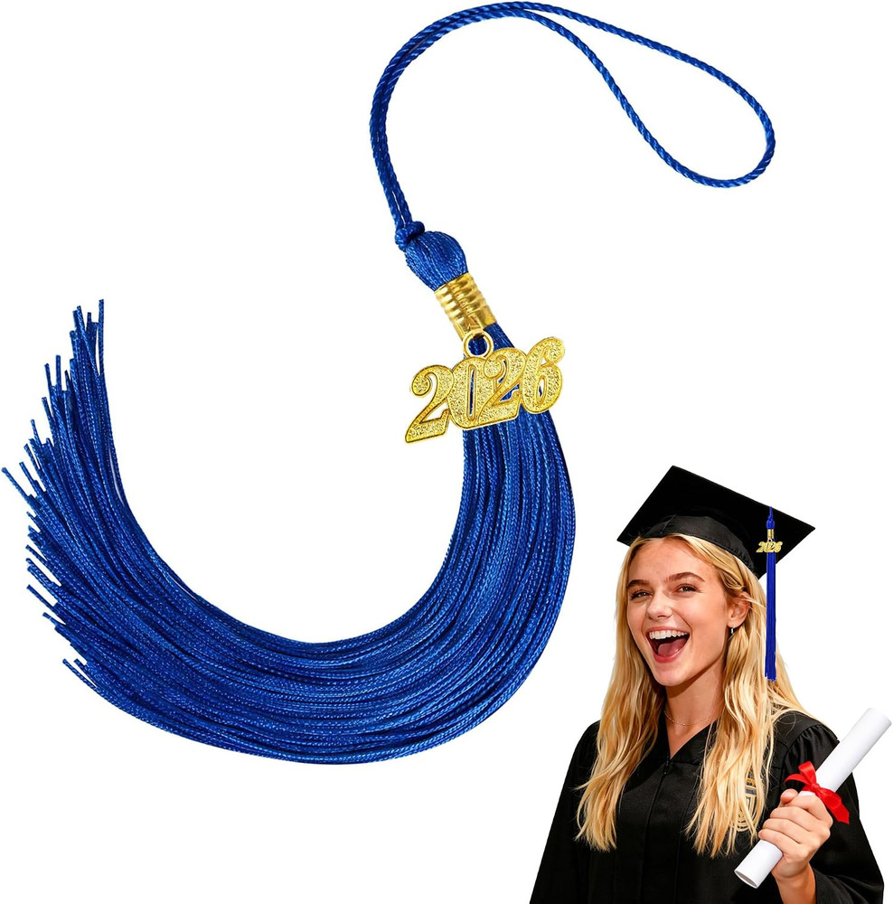 2026 Blue Tassel Graduation – Graduation Tassel with 2026 Gold Year Charms
