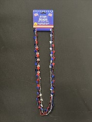3 Pack USA Star Beads Necklace (Red-Silver-Blue)
