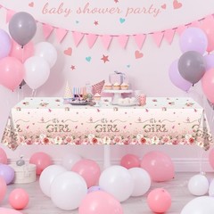 1 Pack Floral Baby Shower Tablecloth Decorations, It’s a Girl Baby Shower