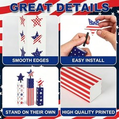 3-Piece Patriotic Wooden Tabletop Set Red White and Blue Removable Stars Tier…