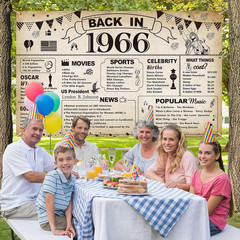 DARUNAXY 60Th Birthday Party Decorations, Vintage Back in 1966 Banner 60 Year Ol