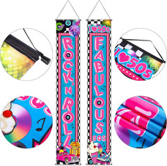 50s Rock n Roll Party Backdrop Banner Porch Sign Photo Booth Decorations 50s