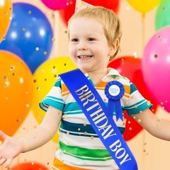 Birthday Boy Decorations Set – Includes Boy Sash, Award Ribbon Badge for