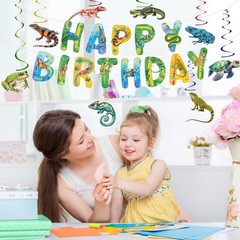 Reptile Birthday Party Decorations Reptile Swamp Happy Birthday Banner and 15…