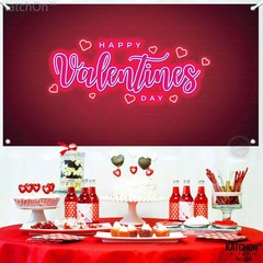 KatchOn, Happy Valentines Day Banner – XtraLarge 72×44 Inch | Neon Valentines Da