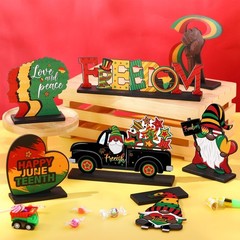 7 Pcs Juneteenth Day Decorations Wooden Happy Juneteenth Table Centerpieces