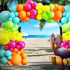 Tropical Balloon Arch Kit,119 Pcs Different Size Hawaiian Balloons,Latex Summ…