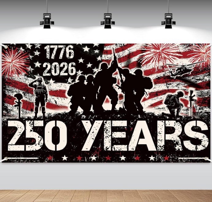 American 250Th Birthday Decoration, 3.6 X 6 Ft American 1776-2026 Backdrop USA B