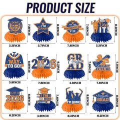 12pcs Graduation Table Decorations,Orange and Blue Graduation Decorations Gra…