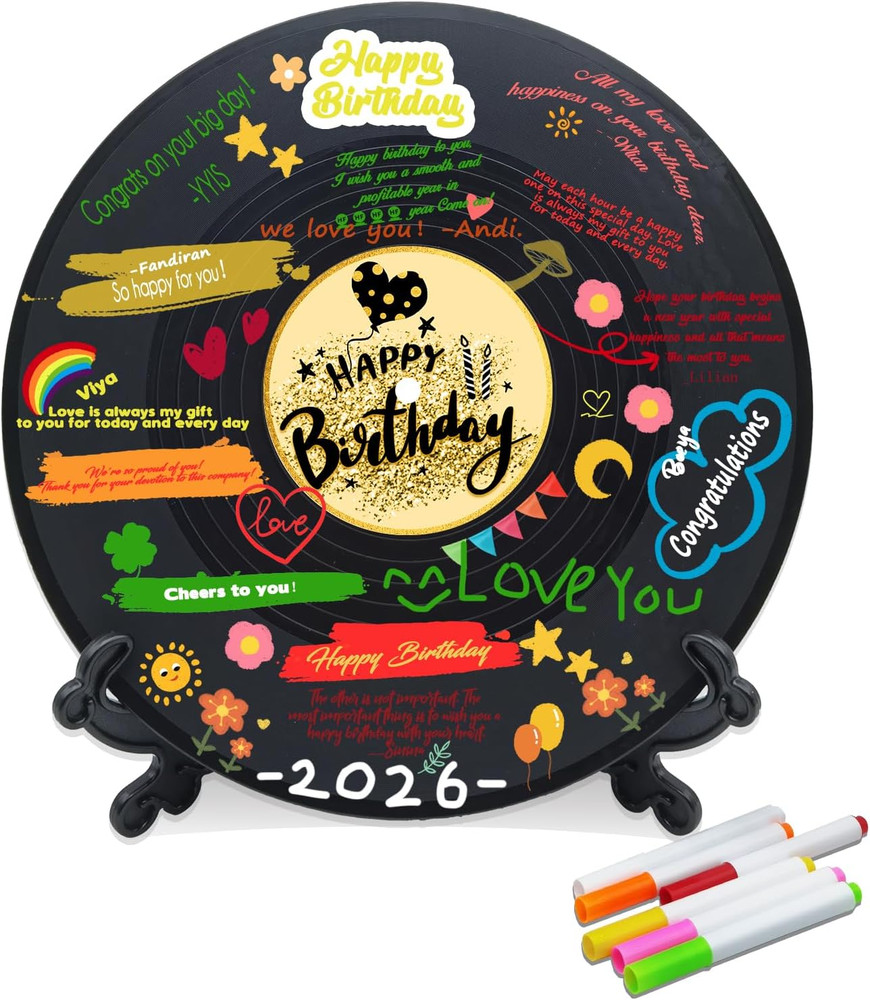 Vinyl Record Birthday Decorations, Happy Birthday Party Favor Sign Poster, Large
