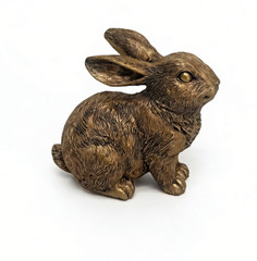 Resin Rabbit Statue with Retro Copper Finish for Spring Themed Room Decor