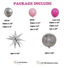 Pink Disco Party Decorations, Disco Hot Pink and Silver Balloons Arch Kit, Pi…