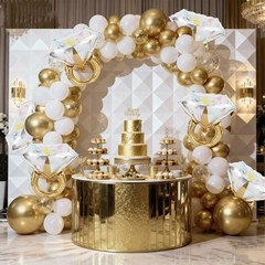 6 Pcs Diamond Ring Balloons Foil, Large Engagement Ring Balloon Marriage Wedd…
