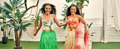 4 Pack Luau Grass Table Skirt Natural 9 Feet x 29.5 Inch Hawaiian Table Skirt