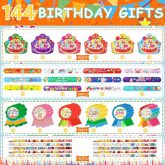 144 PCS Birthday Crowns for Kids Classroom Include 36 Colorful Birthday Paper Ha