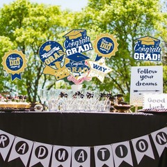 2026 Graduation Party Decorations – 24 Pcs Class of 2026 Congrats Blue Gold
