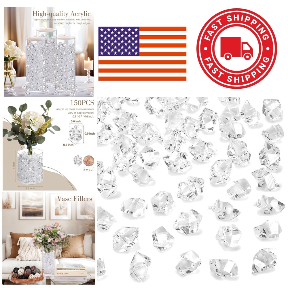 Fake Ice Rocks 150 Pieces Irregular Shape Acrylic for Stylish Table Arrangements