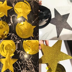 16 PCS Black Gold Glitter Star Hanging Swirls Graduation Party Ceiling Decor