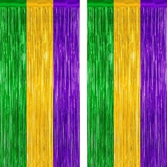 2 Pack Tinsel Backdrop, Birthday Silver Party Streamer Fringe Curtains Foil