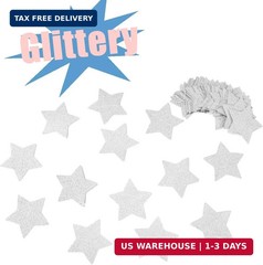 6 Pcs Glitter Silver Star Paper Garland Christmas Birthday Party Decorations Spa