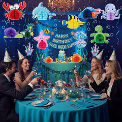 12Pcs Under The Sea Honeycomb Centerpieces Ocean Party Birthday Table Decor