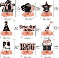 9Pcs 70Th Birthday Decorations Honeycomb Centerpieces for Women, Rose Gold Pink